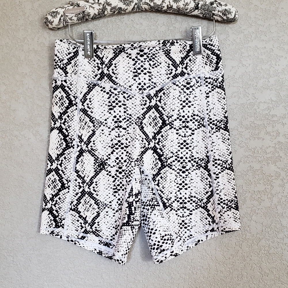 Balance Athletica White and Black Snake Print Athletic Shorts
